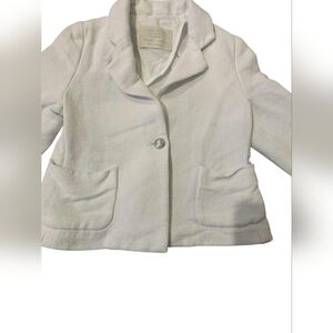 Girls Zara Ivory Textured Blazer Button Closure Size 5 Academia